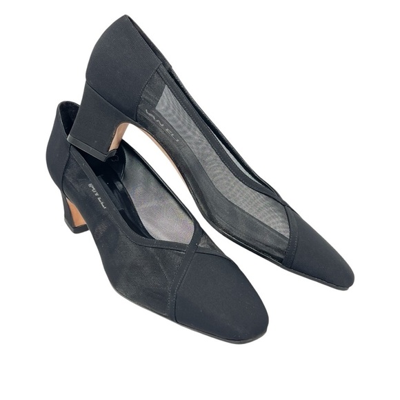 VAN ELI Black Sheer Gingus Padded Pumps Women's Size 9 Slim - Picture 3 of 16